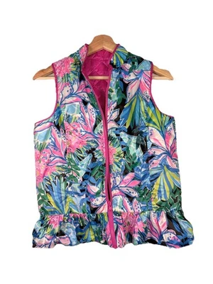 Chaleco Reversible Acolchado Melanie Niñas Lilly Pulitzer Talla XL Preppy Tropical Foto 1 de 4