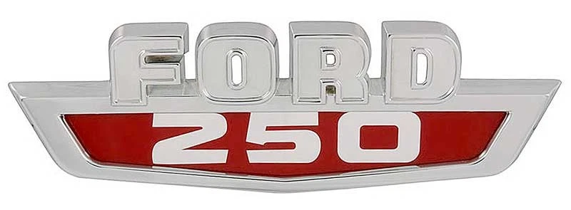 1963-65 Ford F-250 Truck; Hood Side Emblem; "FORD 250" Red With White Lettering - Image 1 of 1