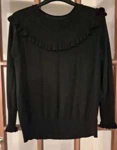 NEXT Ladies Black Ruffle Neck Sweater. Size 18. - Picture 1 of 3