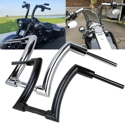 12" 14" Rise Ape Hanger Handlebars For Harley Sportster Dyna Softail Fat Boy - Imagem 1 de 4