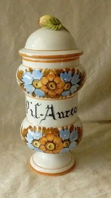 ANCIEN POT A PHARMACIE  APOTHICAIRE EN FAIENCE DECOR FLORAL* - Photo 1/4