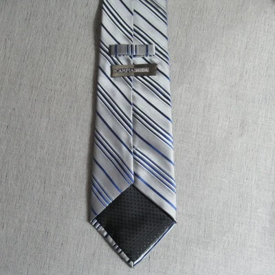 Corbata Campia Moda Para Hombre Gris Rayas 100% Seda 60" Clásica Retro Hecha a Mano Foto 1 de 4