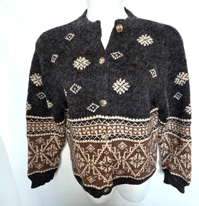 Vintage Eddie Bauer Strickjacke Pullover Gr. Large Wolle Alpaka Fair Isle Nordic - Bild 1 von 11