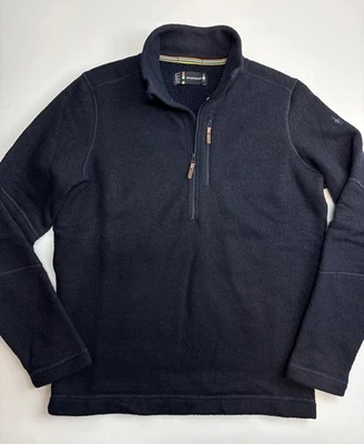 Smartwool Hudson Trail Fleece Men’s Sweater Pullover Half Zip Blue Wool Medium - Image 1 of 4