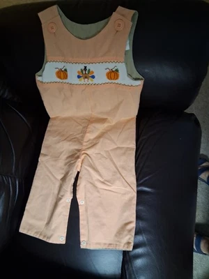 Reversible Smocked Jon Jon Size 12 Months Holiday Themed - Image 1 of 4