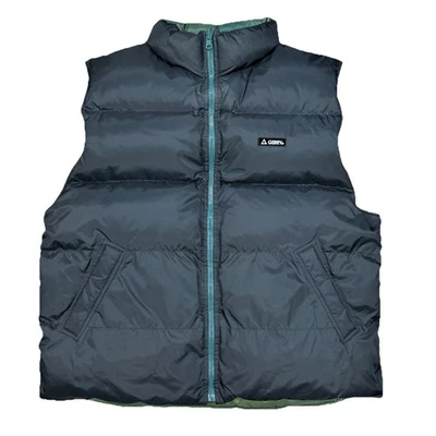 Chaleco de plumón reversible Gerry negro verde cremallera completa nailon para hombre talla XL Foto 1 de 4