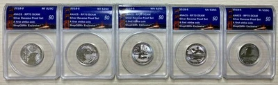 2018-S Silver Reverse Proof 5-Coin Slabbed Set ATB Quarters, ANACS RP-70 DCAM - Image 1 of 2