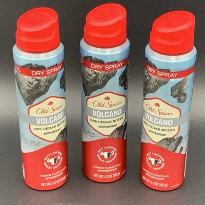 Old Spice Antiperspirant & Deodorant Dry Spray Volcano 4.3oz 3 Pack Cedar Notes - Image 1 of 4