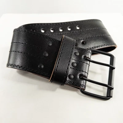 Cinturón de Levantamiento de Pesas TRIBE Cuero Negro 5MM 4" Ancho 25" - 36" Ajustable Foto 1 de 4