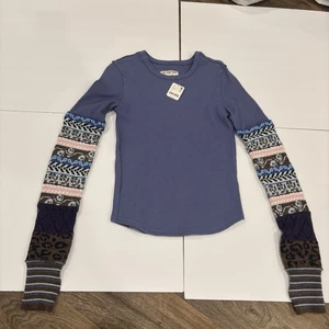 Neu mit Etikett Free People x We The Free "All In Cuff" indigoblau Kombi LS-Top – Damen S - Bild 1 von 5