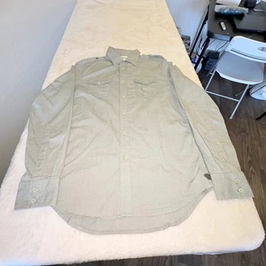 DIESEL Button Up Shirt Men’s L Gray Utility Epaulets Military Alternative Casual - Picture 1 of 11
