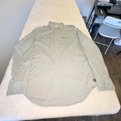 DIESEL Button Up Shirt Men’s L Gray Utility Epaulets Military Alternative Casual Foto 1 de 4