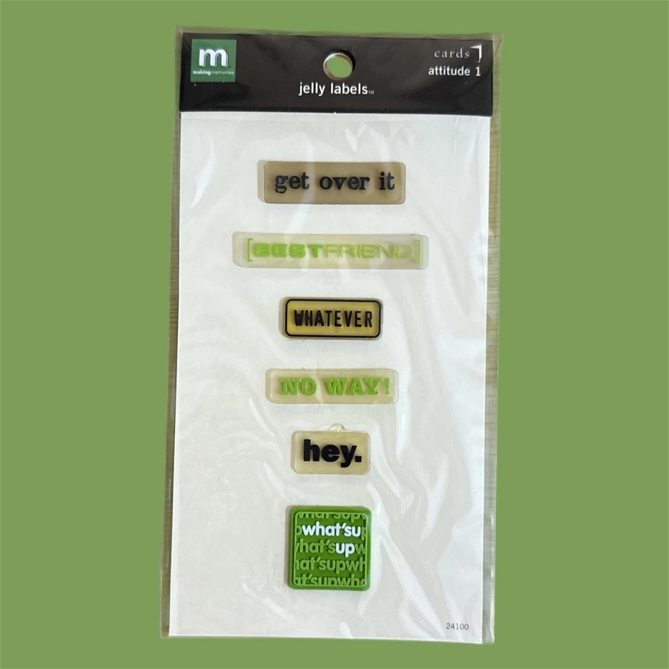 Etiquetas de gelatina Making Memories Attitude 6 piezas Álbum de recortes artesanales con adornos suaves Foto 1 de 1