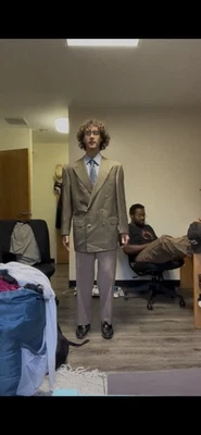 Ermenegildo Zegna Doble Pecho Marrón Gris Lana Traje Chaqueta Blazer 48 EU/38USA Foto 1 de 4