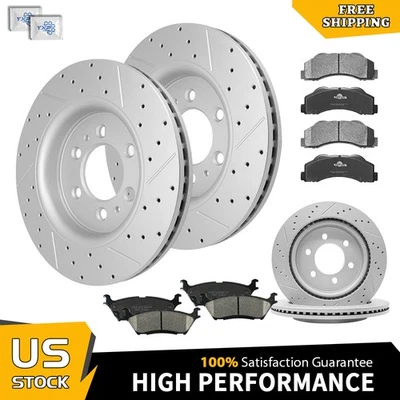 Pastillas de freno rotores perforados delanteros traseros para Ford Expedition F-150 Lincoln Navigator Foto 1 de 4