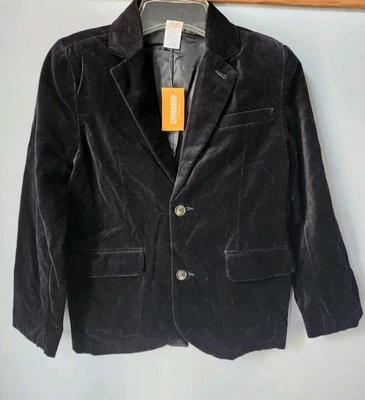 Chaqueta Blazer Gymboree CLASSICS Terciopelo Negro Pana Niño 2 Botones Talla 12 Nueva con Etiquetas Foto 1 de 4