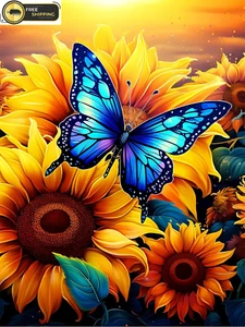 Butterfly Diamond Painting Kits for Adults, Sunflower Diamond Art Sets for Begin - Picture 1 of 12