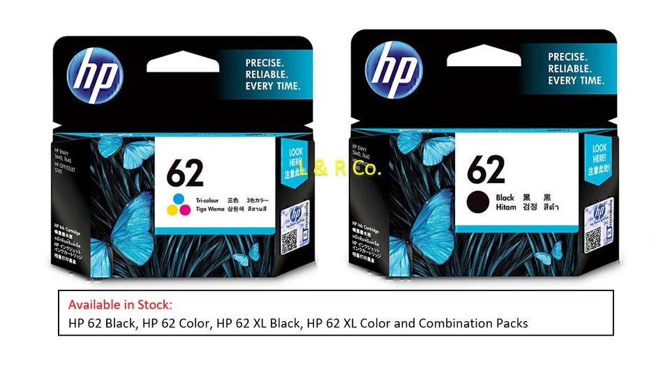 Genuine HP 62XL and HP 62 Standard High Yield Colour Ink Cartridge - New Stock! - image 1 of 1