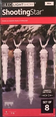 Gemmy Light Show SHOOTING STAR White LED Large  Icicle Lights Set 8 - Image 1 of 2