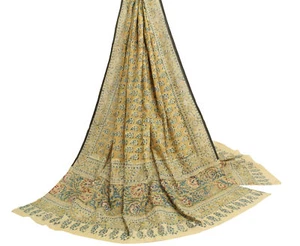Sushila Vintage Green Scrap Dupatta Pure Cotton Hand Block Printed Long Stole - Picture 1 of 9