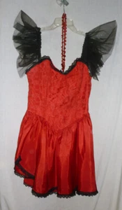 Lady's Red & Black Deluxe Western Saloon Can Can Show Girl Dress, Size Large - Picture 1 of 7