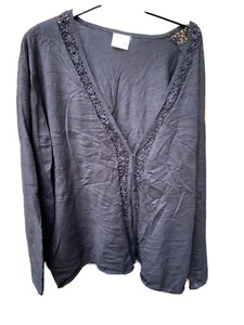Ladies Agenda Size 26 Black Blouse cardigan Bolero Over Top Long Sleeves Was £35 - Picture 1 of 11