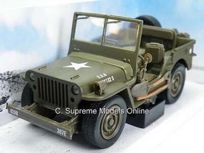 WILLYS ARMY MILITARY JEEP CAR MODEL 1:32 SIZE OPEN TOP GREEN EXAMPLE NEW RAY T3Z - Image 1 of 4