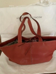 Adrienne Vittadini leather tote handbag, excellent condition with top tie - Picture 1 of 3