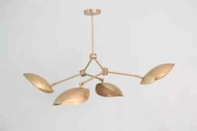 4 Leaf Shade Ceiling Chandelier Mid Century Modern Brass light Fixture for Home - Image 1 of 4