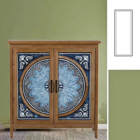 Entryway Cabinet with Doors Storage Cabinet Distressed Sideboard Buffet Cabinet Cover