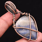 Sodalite Gemstone Copper Wire Wrapped Handmade Jewelry Pendant 2.17"