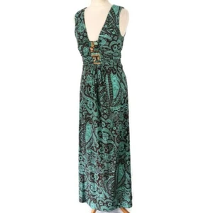 PHASE EIGHT Floral V Neck Summer Maxi Dress Sleeveless UK 10 Holidays Turquoise - Picture 1 of 13