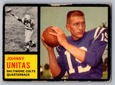 1962 TOPPS #1 JOHNNY UNITAS COLTS - Image 1 of 3