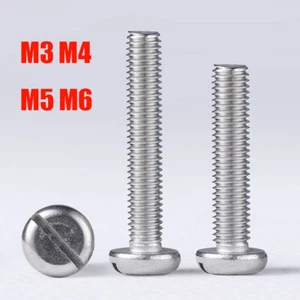 M3 M4 M5 M6 Slotted Round Pan Head Machine Screws Bolts 304 A2 Stainless Steel - Picture 1 of 5