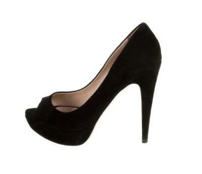 Tacones de plataforma Miu Miu de gamuza negros punta abierta talla 38 Foto 1 de 4