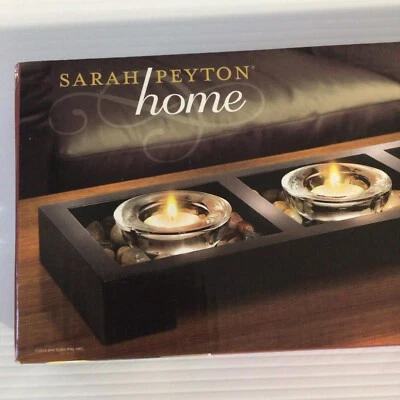 Juego de velas votivas para el hogar Sarah Peyton bandeja de madera caja defectuosa decoración navideña regalo Foto 1 de 4