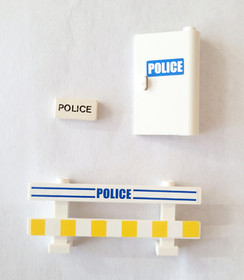 Lot LEGO Vintage City Police Parts - Door Fence Sign 80s 1x2 tile Hinge Sticker