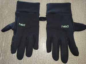 HEAD brand GIRLS SIZE LARGE GLOVES black bright green trim SPORTS WEAR SUPER CON - Picture 1 of 2
