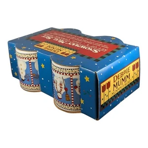 Set of 4 12oz. Debbie Mumm Snowman Christmas Stoneware Mugs Cups by Sakura New - Picture 1 of 6
