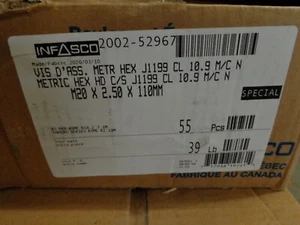 55) Bullone vite tappo testa esagonale metrico M20 20 mm x 2,50 x 110 mm 10,9 J1199 ASME NERO - Foto 1 di 7