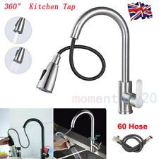 1-3pc Kitchen Sink Mixer Taps Pull Out Single Lever Chrome.Brass Spray Faucet UK