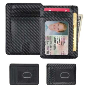 Mens Slim Leather Wallet Card Holder Front Pocket Wallets Credit ID Pocket Thin - Picture 1 of 13