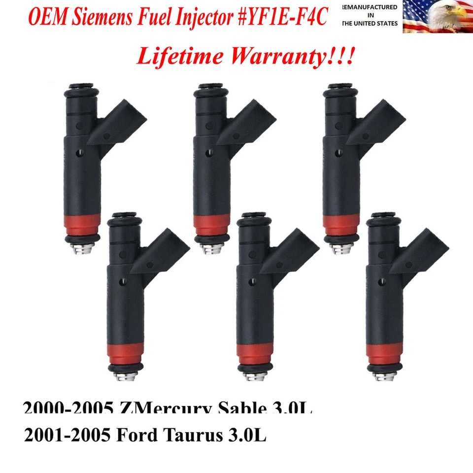 Inyectores de combustible originales Siemens YF1E-F4C 6X 2001-2005 Ford Taurus 3,0 L Foto 1 de 1