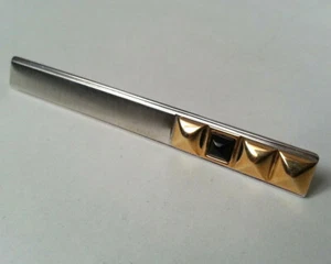 KRAWATTENKLAMMER Vintage KLASSIKER eckig schwarz gold silber ART DECO STIL - Bild 1 von 3