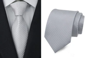 Hot!Solid Striped Classic JACQUARD WOVEN 100% Silk Men's Tie Necktie - Picture 1 of 35