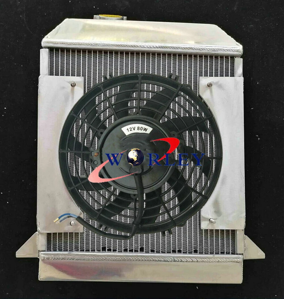 Radiador de aluminio + ventilador + cubierta adecuado para Morgan Plus 4 Four 2,1 L 1954-1968 67 66 65 Foto 1 de 4