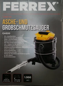 FERREX Asche und Grobschmutzsauger 1300W  Kaminsauger Ofensauger Staubsauger - Picture 1 of 8