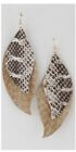 Double Leather Animal Print Earrings, NWT, Boutique overstock