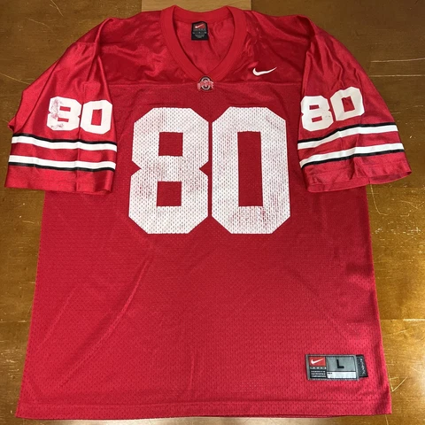 Vintage Ohio State Buckeyes Jersey Mens Large Red Football #80 Nike Team Cover