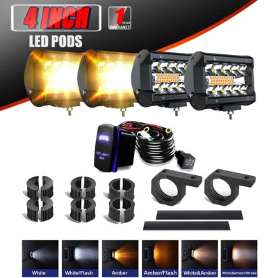 Barra de luz de trabalho LED 4X 4" polegadas ponto inundação LED pods para Jeep ATV & fio e montagens - Imagem 1 de 4